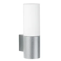 LED Outdoor Wall luminaire Type No. 0277, IP44, 10W 3000K 900lm, cast alu / opal glass, dimmable, silver matt