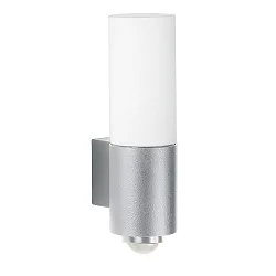 Luminaire mural d'extérieur TYPE NO 0278 dimmable, avec détecteur de mouvement IP54, argent mat gradable