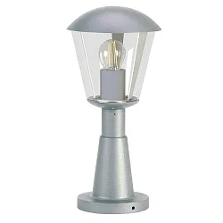 Pedestal luminaire Type No. 0554, IP54 IK08, 40.5cm, E27 QA55 max. 57W, Aluminium / plastic clear, impact resistant, silver