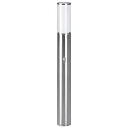 Borne d'éclairage TYPE NO 2072 cylindrique, avec détecteur de mouvement E27 44, acier inoxydable mat gradable