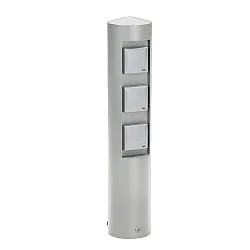 Outdoor Socket column Type No. 2102, 3-way, IP44, without switching function, cast alu, stainless steel matt