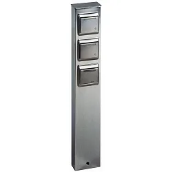 Colonne de prises TYPE NO 2107 3 fois, sans fonction de commutation, unilatéral acier inoxydable mat