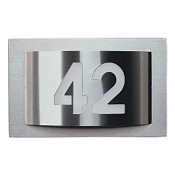Numéro de maison lumineux TYPE NO 6002 gravure au laser G23 44, acier inoxydable 