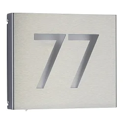 Numéro de maison lumineux TYPE NO 6012 1 chiffre, 2 chiffres IP44, acier inoxydable, opale gradable