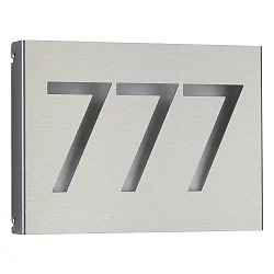 Numéro de maison lumineux TYPE NO 6013 3 chiffres IP44, acier inoxydable, opale gradable