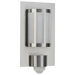Outdoor Wall luminaire Type No. 6141 with motion detector, IP44, half round, 20 x 35.5cm, E27 QA55 57W, stainless steel