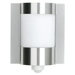 Outdoor Wall luminaire Type No. 6187, motion detector (Type No. 6188), half round, IP44, E27 QA55 max. 57W, stainless steel