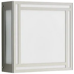 Outdoor Wall and Ceiling luminaire Type No. 6285, IP44, 15.5 x 25.5cm5, E27 QA55 max. 57W, stainless steel / opal glass