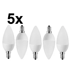 Lampe en forme de bougie LED lot de 5 E14 5W 470lm 2700K 200° CRI > 80 