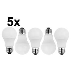 Lampe LED forme poire lot de 5 E27 5,5W 470lm 2700K 180° CRI > 80 
