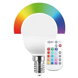 Lampe RGBW avec télécommande RGB E14  5,5W 470lm 2700K 150° CRI > 80 gradable
