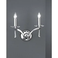 Luminaire mural STELLA à 2 flammes E14 IP20, chrome gradable