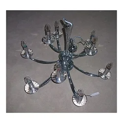 Pendant luminaire BAHIA, 9 flames, 9x E14 max. 40W, brass cast / crystal, chrome
