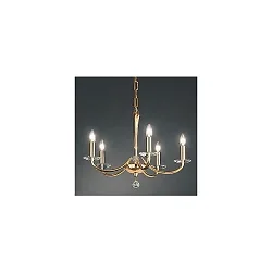 Pendant luminaire BAHIA, 5 flames, 5x E14 max. 40W, brass cast / crystal, gold