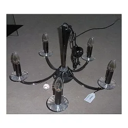 Pendant luminaire BAHIA, 5 flames, 5x E14 max. 40W, brass cast / crystal, black chrome