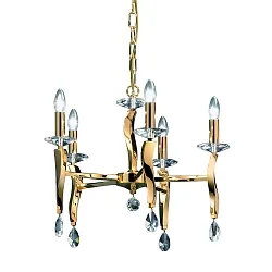 Pendant luminaire GIRATA, 5 flames, 5x E14 max. 40W, gold