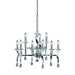 Pendant luminaire GIRATA, 9 flames on 2 levels (6+3), 9x E14 max. 40W, chrome