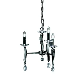 Pendant luminaire GIRATA, 3 flames, 3x E14 max. 40W, black chrome