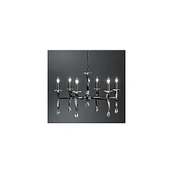 Pendant luminaire GIRATA, 6 flames, 6x E14 max. 40W, black chrome