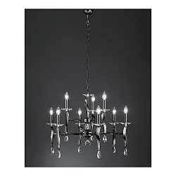 Pendant luminaire GIRATA, 9 flames on 2 levels (6+3), 9x E14 max. 40W, black chrome