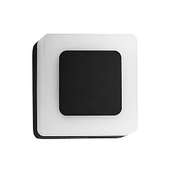 Outdoor LED wall luminaire, IP54, square, with 2 exchangeable front panels, 230V, 9W 3000K 665lm, structured black / opal