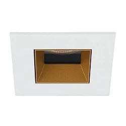 Recessed LED downlight ALTERO, IP44, square, 8.3 x 8.3cm, changeable cover, 500mA, 9.2W 3000K 820lm 33°, white / gold
