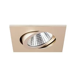 Recessed LED spot, IP20, square, 8.2 x 8.2cm, Plug&Play 350mA, 7W 2700K 740lm 38°, swivelling 30°, matt champaign