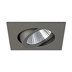 Recessed LED spot, IP20, square, 8.2 x 8.2cm, Plug&Play 350mA, 7W 2700K 740lm 38°, swivelling 30°, matt titanium