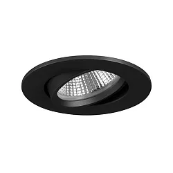 Lumière encastrée INDIWO68-R 350MA P&P rond, pivotant, courant constant IP20, noir mat gradable 6W 530lm 3000K 36° CRI >95