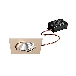 Recessed LED spot set incl. converter, IP20, square, 230V, 7W 2700K 740lm 38°, swivelling 30°, matt champaign
