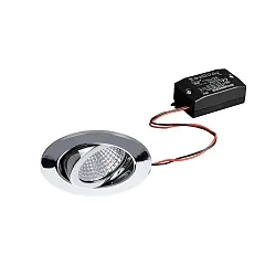 Recessed LED spot set incl. converter, IP20, round, 230V, 7W 3000K 740lm 38°, swivelling 30°, chrome