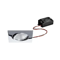 Recessed LED spot set BB05 incl. converter, IP20, square, 230V, 6W 3000K 640lm 38°, swivelling 30°, chrome