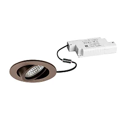 Projecteur encastré TIRREL-R LED DIM rond, pivotant, marron métallisé mat gradable