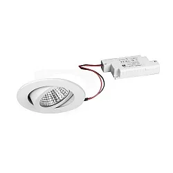 Recessed LED spot set incl. converter, IP20, round, 230V, 7W 3000K 740lm 38°, swivelling 30°, dimmable, white
