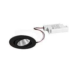 Recessed LED spot set incl. converter, IP20, round, 230V, 7W 4000K 770lm 38°, swivelling 30°, dimmable, black