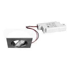 Recessed LED spot set BB05 incl. converter, IP20, square, 230V, 6W 3000K 640lm 38°, swivelling 30°, dimmable, matt nickel