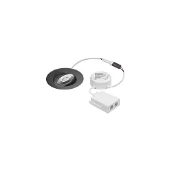 recessed luminaire ABACO ROUND PHASE swivelling IP44, black matt dimmable 8W 1010lm 3000K 36° 36° CRI 82