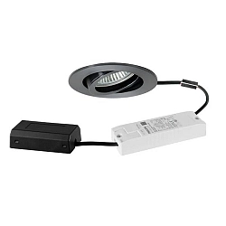 Projecteur encastré TIRREL-R LED DIM CONNECTION-BOX rond, pivotant, contrôlable par DALI IP20, scintillant, noir gradable