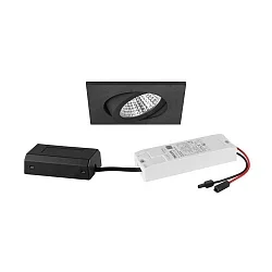 Lumière encastrée pivotant, carré IP20, noir gradable 6W 640lm 3000K 20-40° 20-40° CRI 80-89