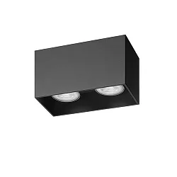Luminaire de surface TURN-RE GU10 à 2 flammes, angulaire, rigide IP20, noir mat gradable