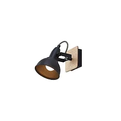 Applique et plafonnier DACTYL à 1 flamme, réglable E14 IP20, lumière en bois, noir mat gradable
