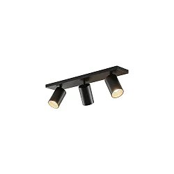 Luminaire de plafond TAGES 3 flammes, angulaire, langue GU10 IP20, noir mat gradable