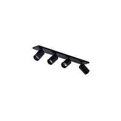 Rampe de projecteurs TAGES 4 flammes, angulaire, langue GU10 IP20, noir mat gradable