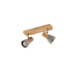 Luminaire de plafond BOLORIA à 2 flammes, réglable E14 IP20, lumière en bois gradable