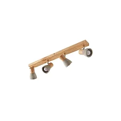 Luminaire de plafond BOLORIA 4 flammes, réglable E14 IP20, lumière en bois gradable