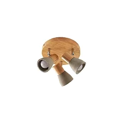 Luminaire de plafond BOLORIA 3 flammes, rond, réglable E14 IP20, lumière en bois gradable