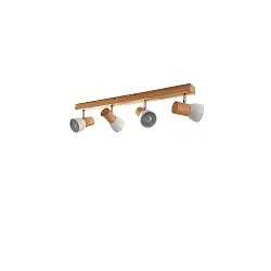 Luminaire de plafond ELTASSO 4 flammes, réglable E14 IP20, lumière en bois gradable
