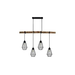 Luminaire à suspension RUTILUS 4 flammes E27 IP20, bois gradable