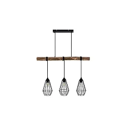 Luminaire à suspension RUTILUS 3 flammes E27 IP20, bois gradable