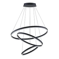 Luminaire à suspension GRAHAM 3 fois, forme de l'anneau IP20, noir mat gradable